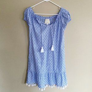 Sail to Sable striped tassel blue white mini dress